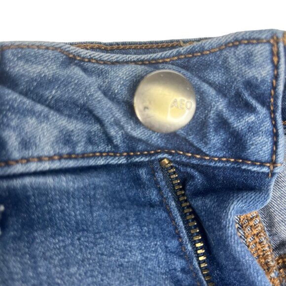 American Eagle Denim Shorts Size 2 Destroyed Hi Rise Shorties Super Stretch - Picture 9 of 13